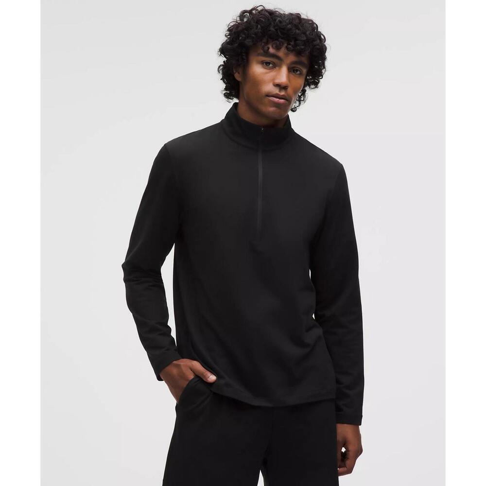Soft Jersey Half Zip - Black